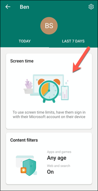 Tap "Screen Time" to view that person's usage report.