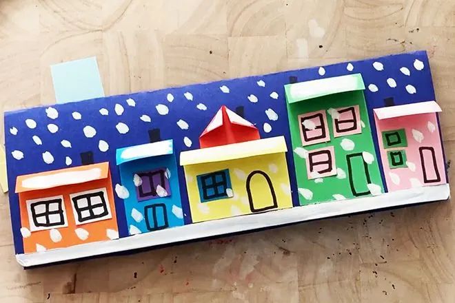 雪花片拼图简单小房子图片