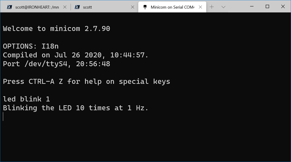Serial port shell with WSL and Minicom