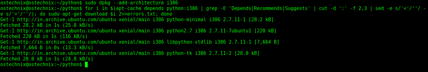 Download packages with dependencies locally for a specific architecture