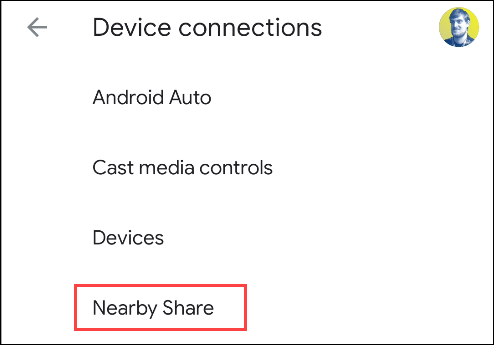 Select "Nearby Share."