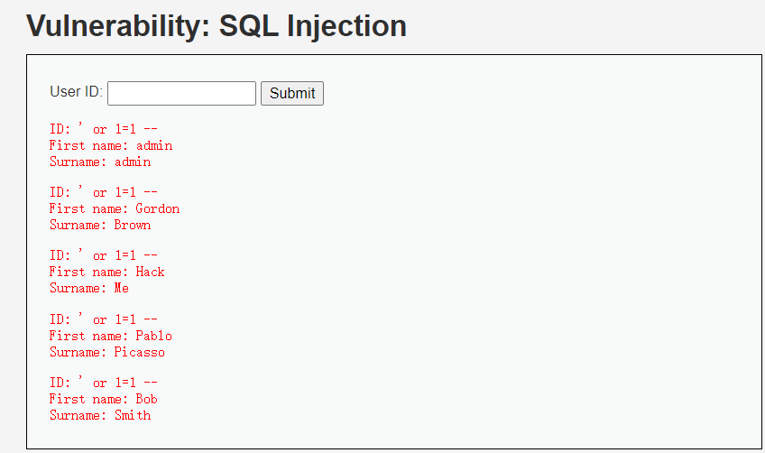 DVWA sql injection low level - Programmer Sought
