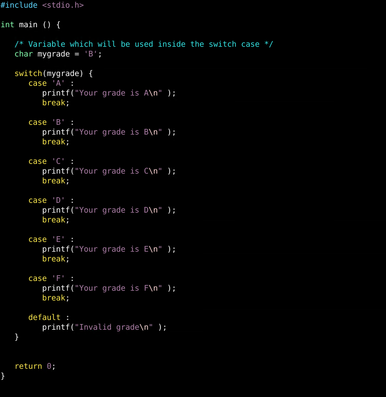 Switch ... Case Statement Example