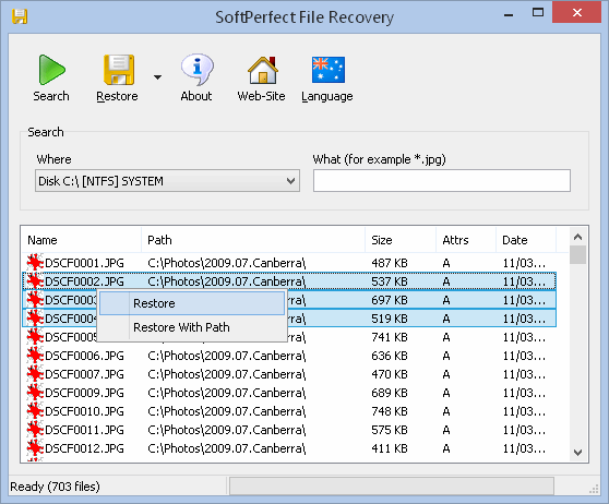 SoftPerfect 文件恢复