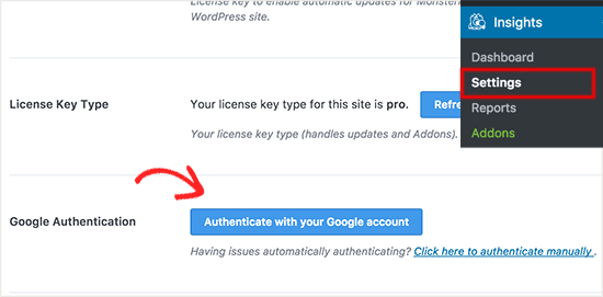 Authenticate with your Google account