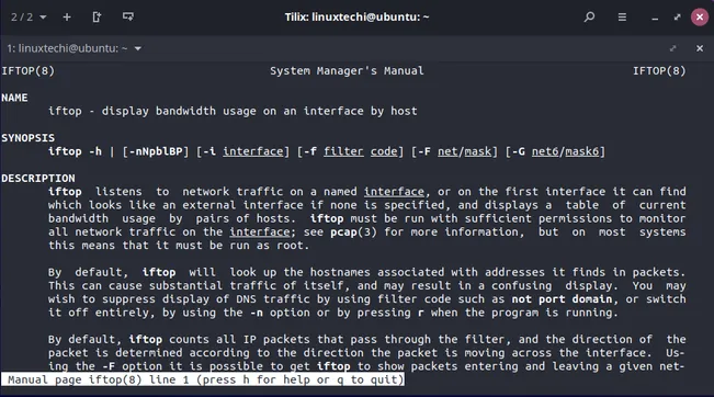 Man-Page-iftop-Command