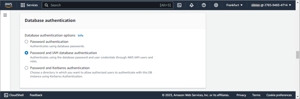 启用密码和 IAM 数据库身份验证