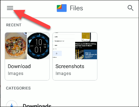 files by google menu