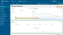 向下滚动找到“警报表”小部件。找到后，单击并将其拖到空闲位置。调整其大小以满足您的需求。调整完成后，单击“保存”以保存仪表板。