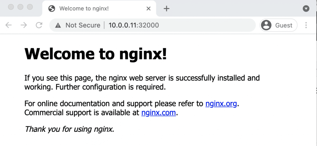 kubeadm Nnginx test deployment