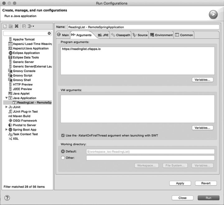 图A-2 RemoteSpringApplication将远程应用程序的URL作为参数