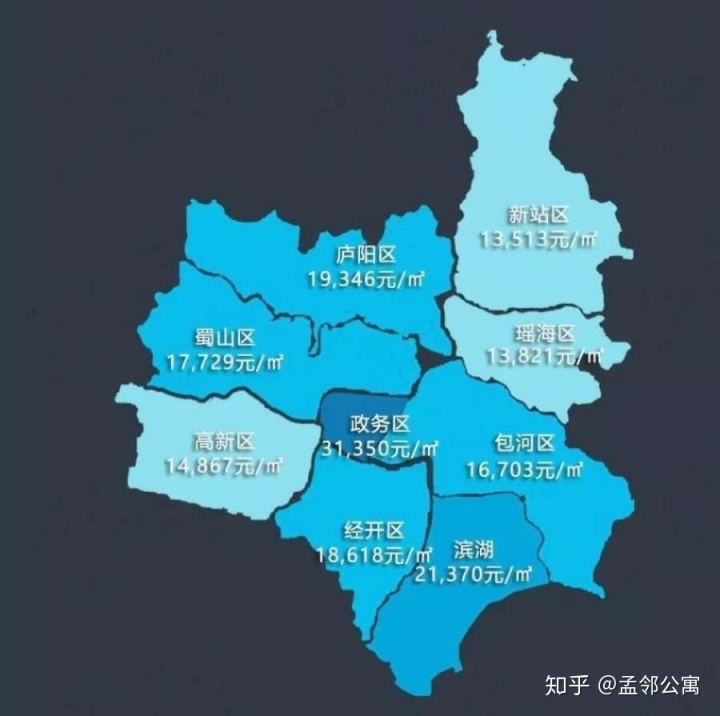 首先我们来看一张合肥的区域分布地图