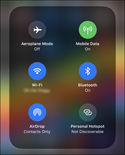 The Wireless Controls menu in Control Center.