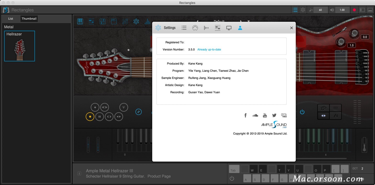 Ample Sound Ample Guitar Metal Hellrazer Mac 虚拟九弦金属吉他_ample metal