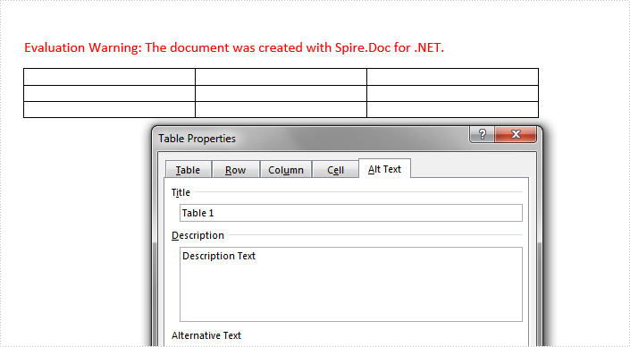 Word控件Spire.Doc 【Table】教程(19)：在 C# 中的 Word 中添加/获取表格的替代文本