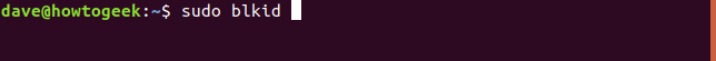 sudo blkid in a terminal window