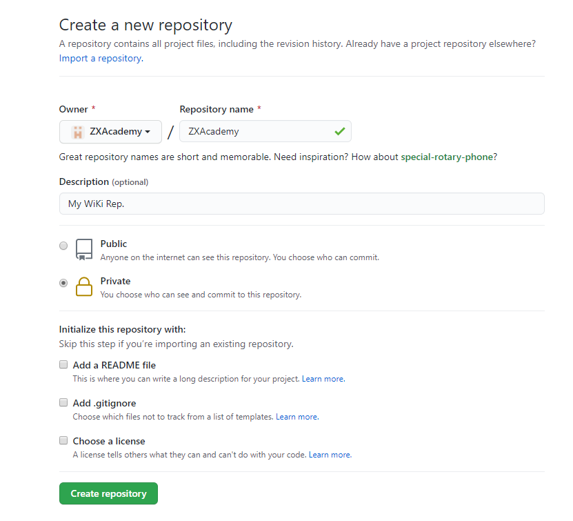 图：创建Git项目