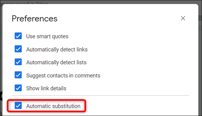 Ensure the box next to "Automatic substitutions" is checked.