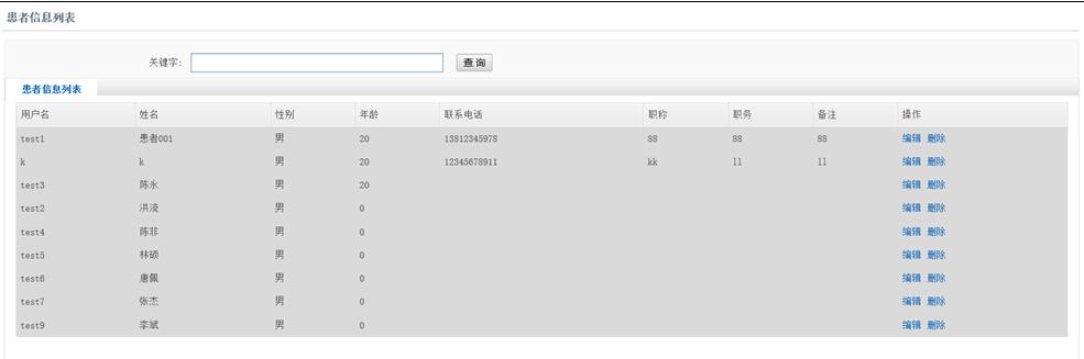 患者信息查看界面