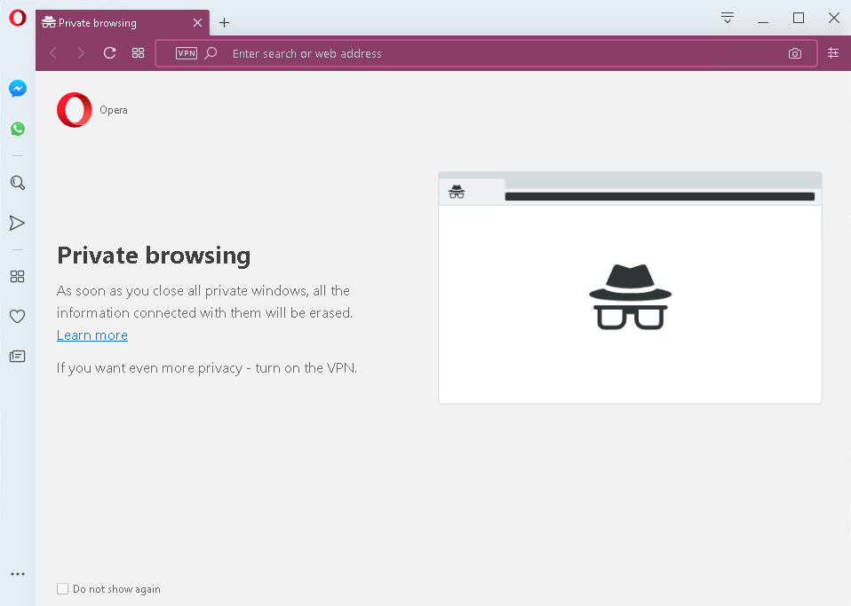 how to start incognito mode in opera