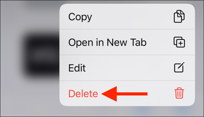 Tap on Delete from the popup menu