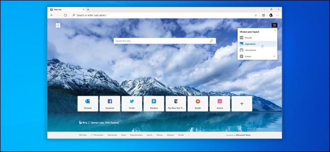 Chromium version of Microsoft Edge on Windows 10 desktop