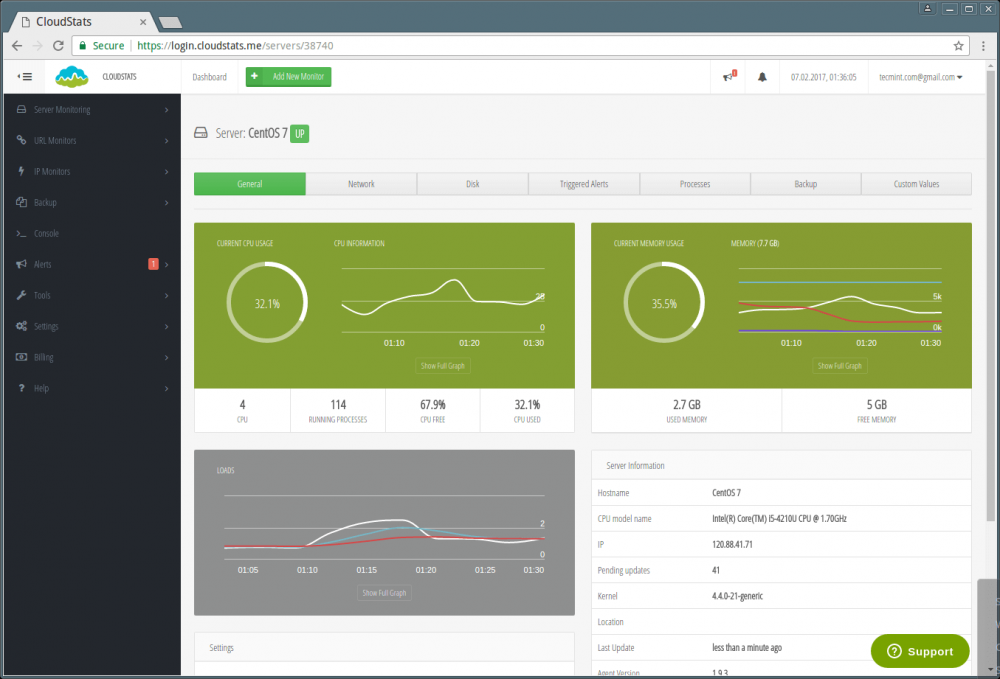 介绍一款 SaaS 服务器监控工具： CloudStats介绍一款 SaaS 服务器监控工具： CloudStats