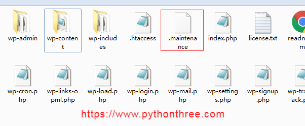 删除wordpress网站文件 .maintenance