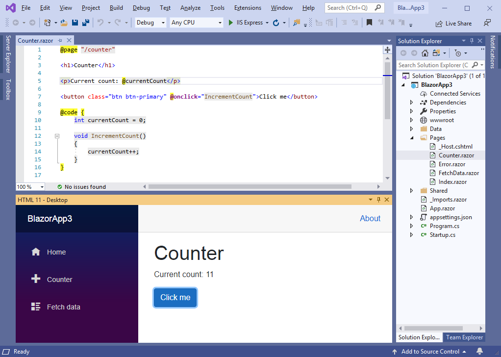 HTML 11 in Visual Studio 2019