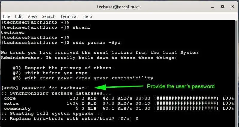 Sudo-Command-Arch-Linux
