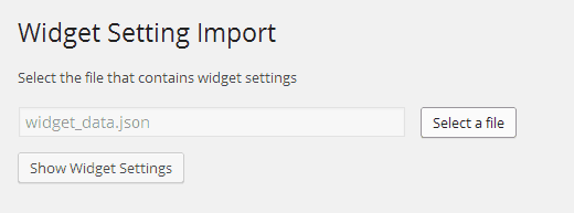 Importing widget settings