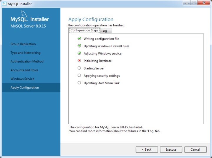 安装MySQL时在Initializing Database步骤出错的解决办法_initializing Database出现问题-CSDN博客