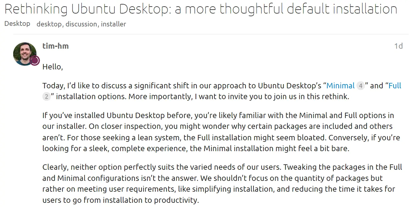 Ubuntu 考虑采用新的 “统一默认安装 (unified default install)”