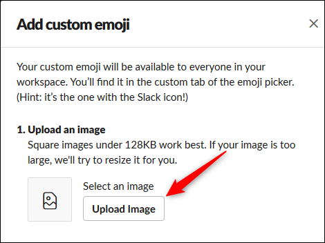 The "Upload Image" button.