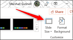 Slide size options