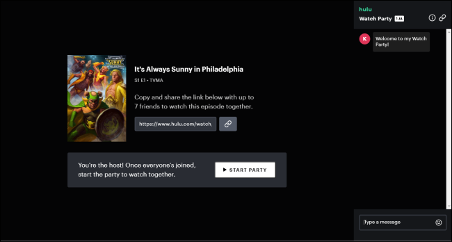 Hulu Watch Party Interface