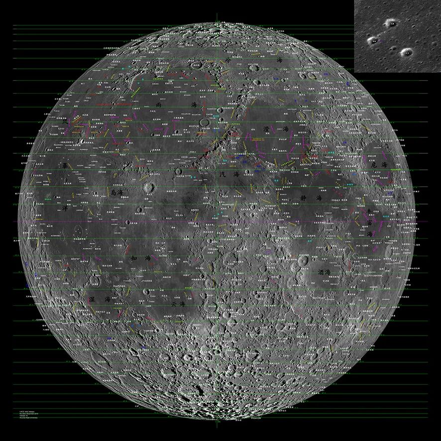 月球全月地质图和4.5亿像素月面标注地图