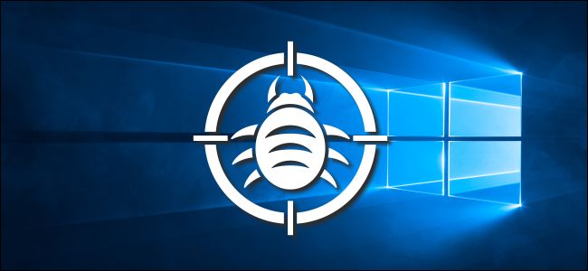 Windows 10 background with bug logo