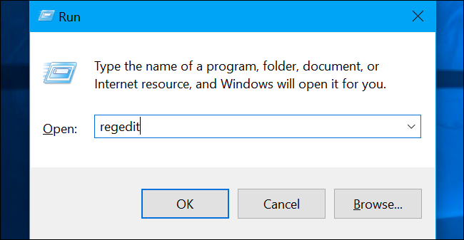 Press Windows+R to open "Run" and type "regedit" in and hit the Enter key.