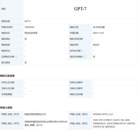 OpenAI在中国，申请GPT-6、GPT-7商标