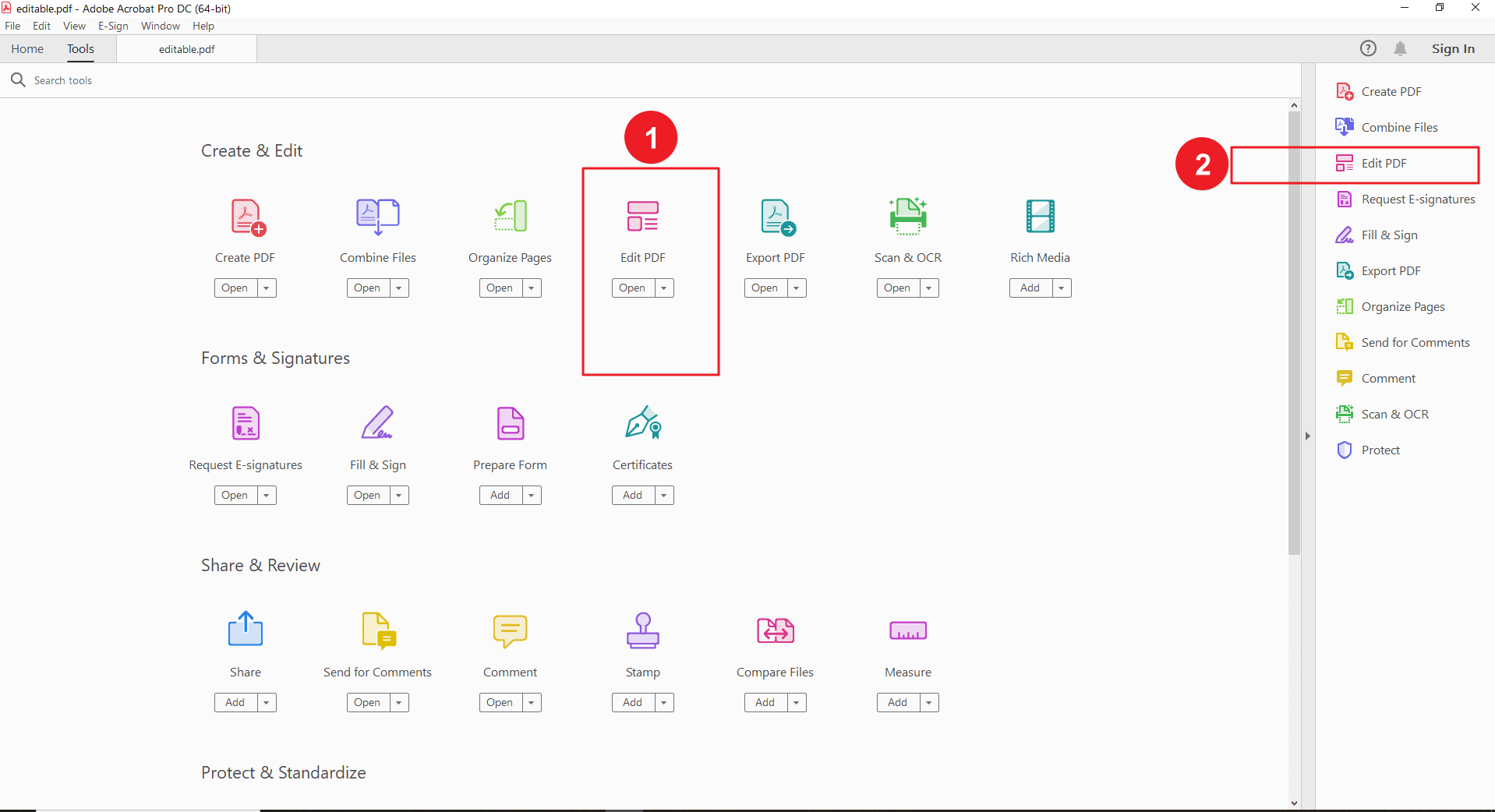 步骤 2：导航到“编辑 PDF”工具