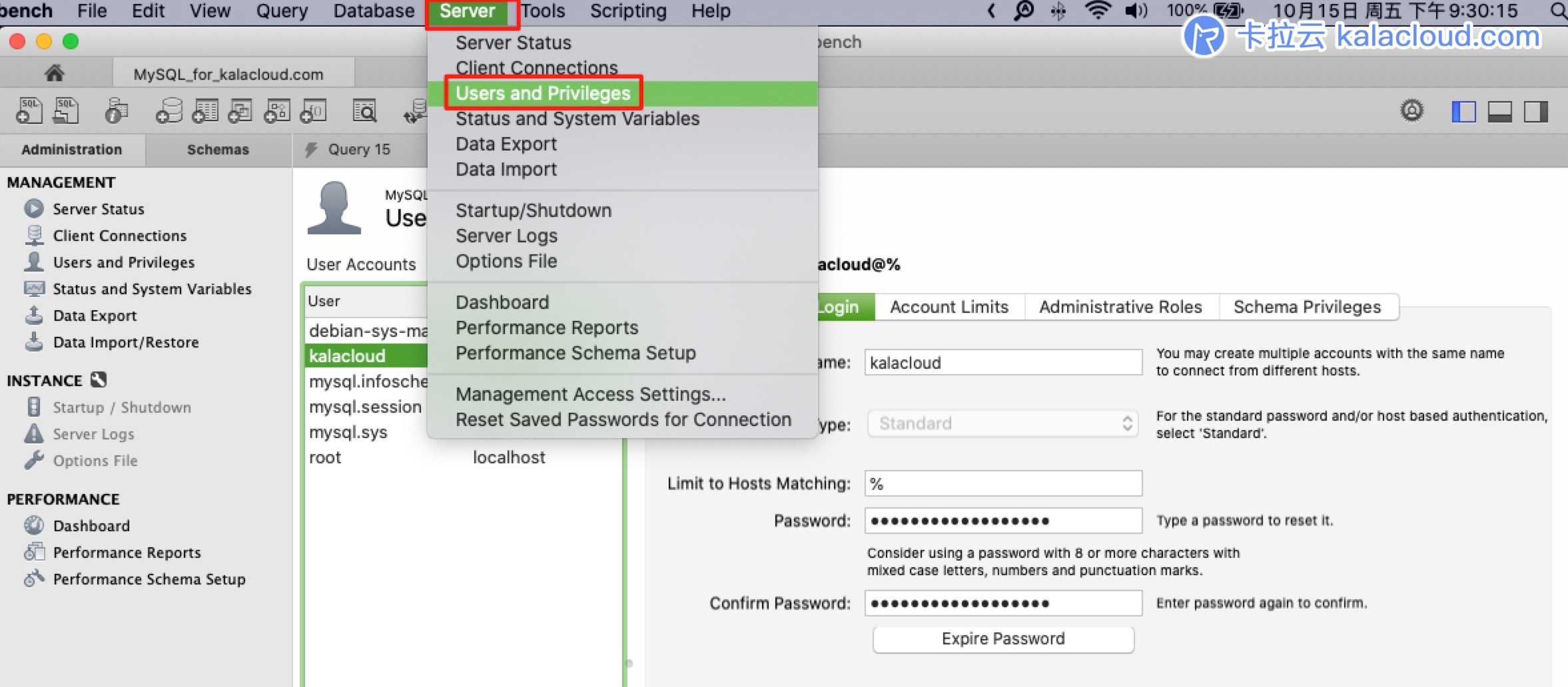 查看 MySQL 数据库中的账号情况