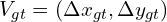 V_{gt}=（\Delta x_{gt}， \Delta y_{gt}）