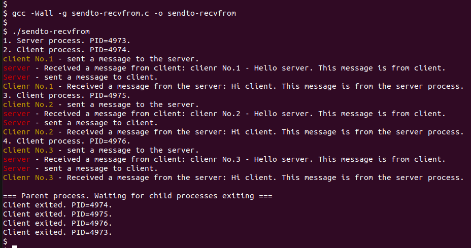 screenshot of running sendto-recvfrom