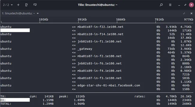 Sort-Display-output-iftop-Command