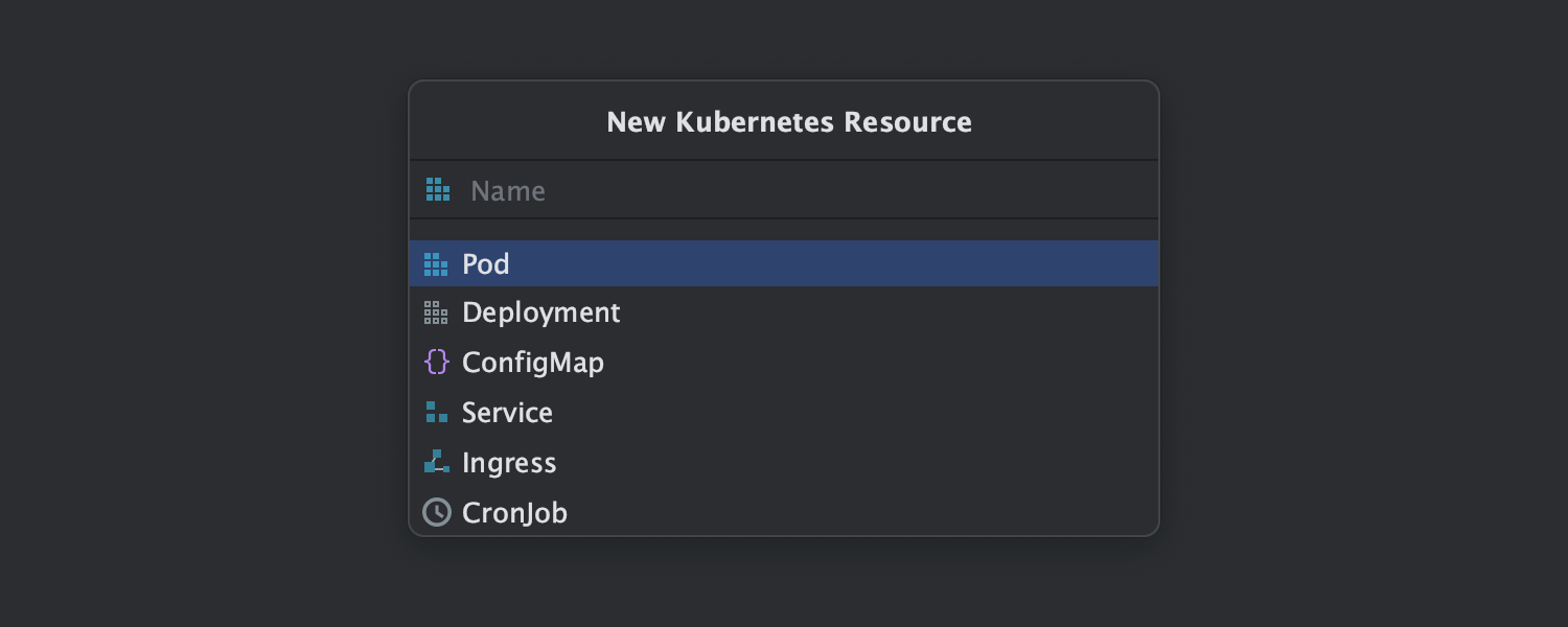 New Kubernetes Resource ポップアップのファイル テンプレート