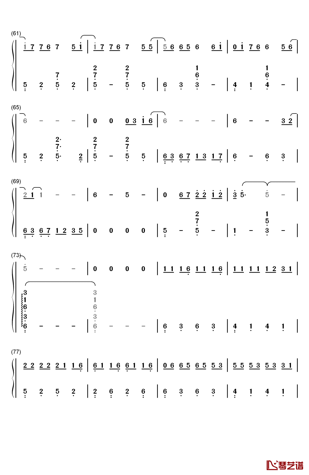 计算机音乐数字乐谱生僻字