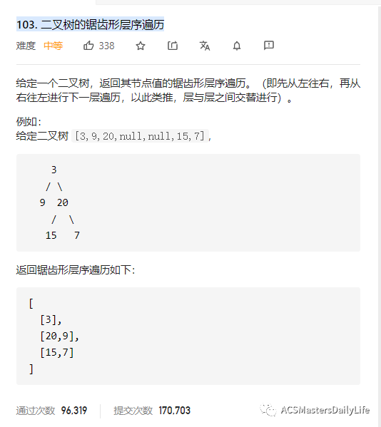 c++二叉树的层序遍历_leetcode 103. 二叉树的锯齿形层序遍历