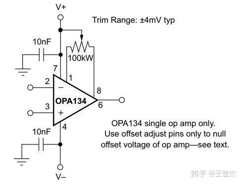 與 ne5534 最為接近的是 opa134 和 op07,他們使用相同的電源接端 vs