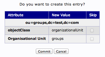 LDAP commit ou